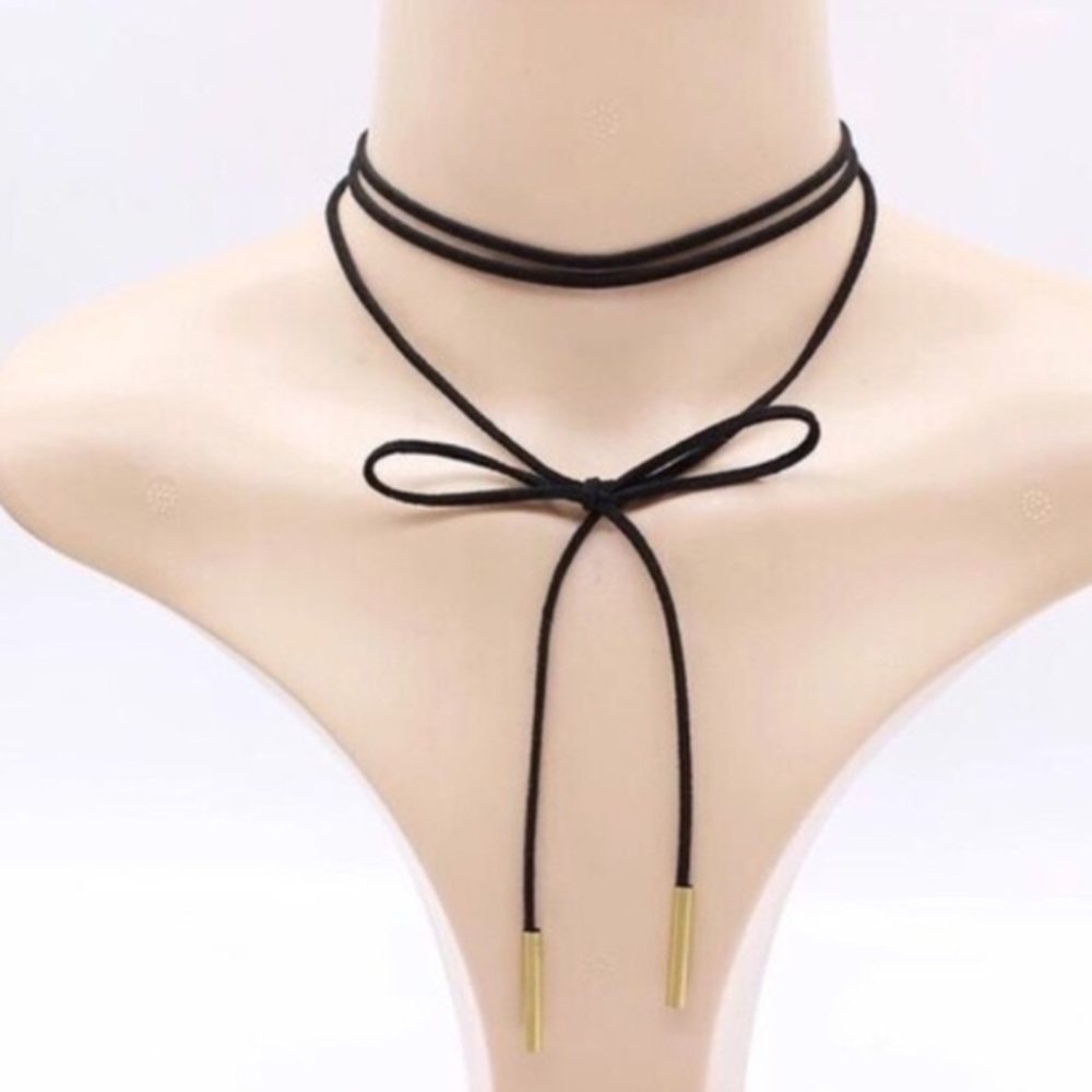 Black rope choker necklace